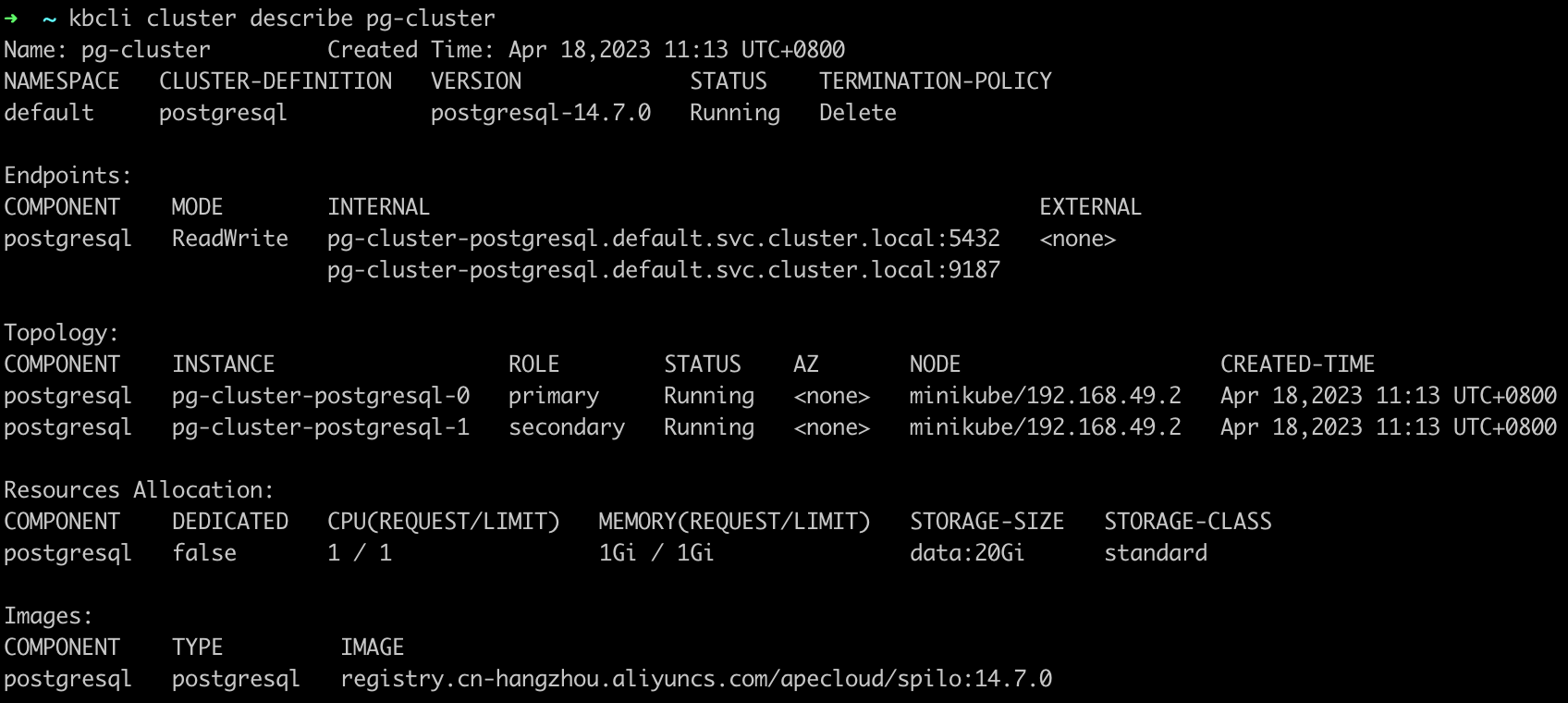 PostgreSQL cluster original status